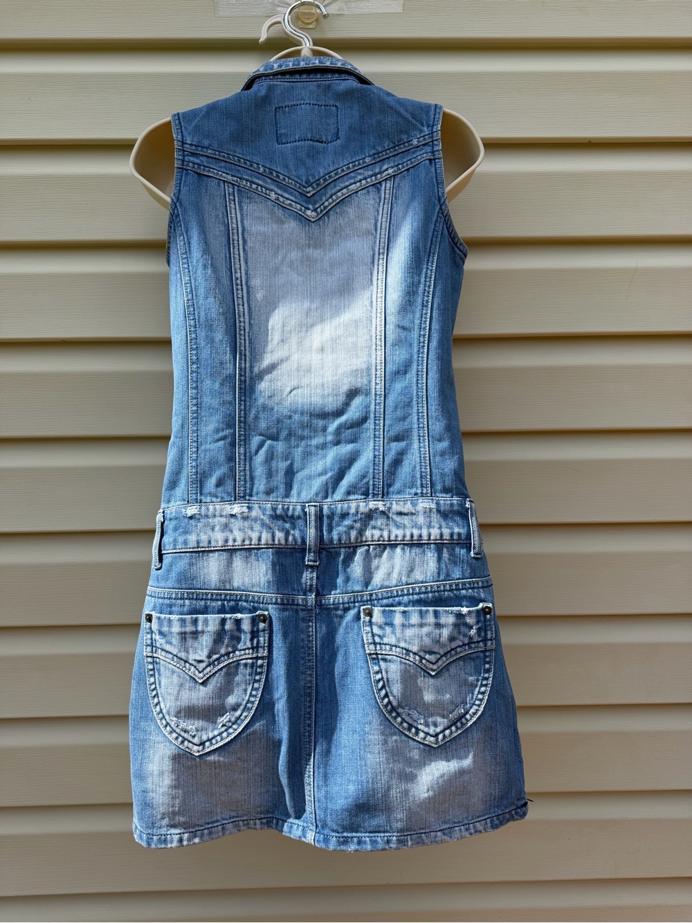 CCIOL Denim Sleeveless Mini Dress Women’s M Blue Button Front 100% Cotton - Picture 3 of 10